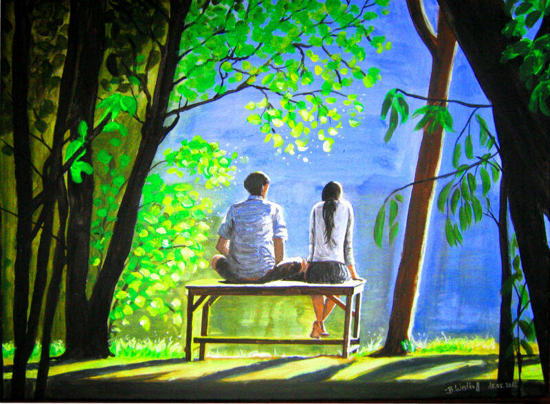 Ein Liebespaar an einem indonesischem See