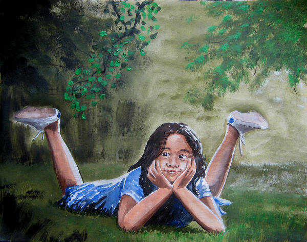 Ein kleines indonesisches Kind sehr vergnÃ¼gt