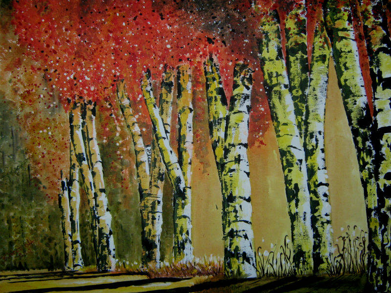 Aquarell Herbstbirken.rnOriginalgrÃ¶ÃŸe 50x60cm