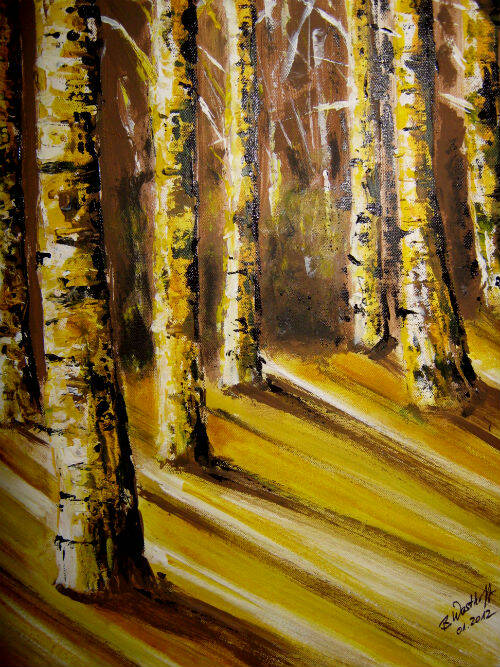 Gespachtelte Birke.rnOriginalgrÃ¶ÃŸe 40x50cm