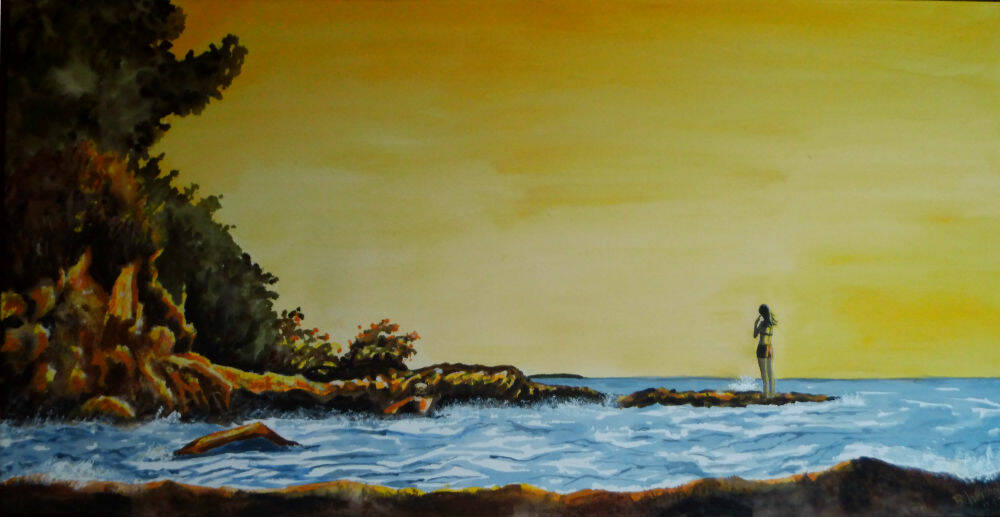 Ein Aquarell in OriginalgrÃ¶ÃŸe 50×100 cm