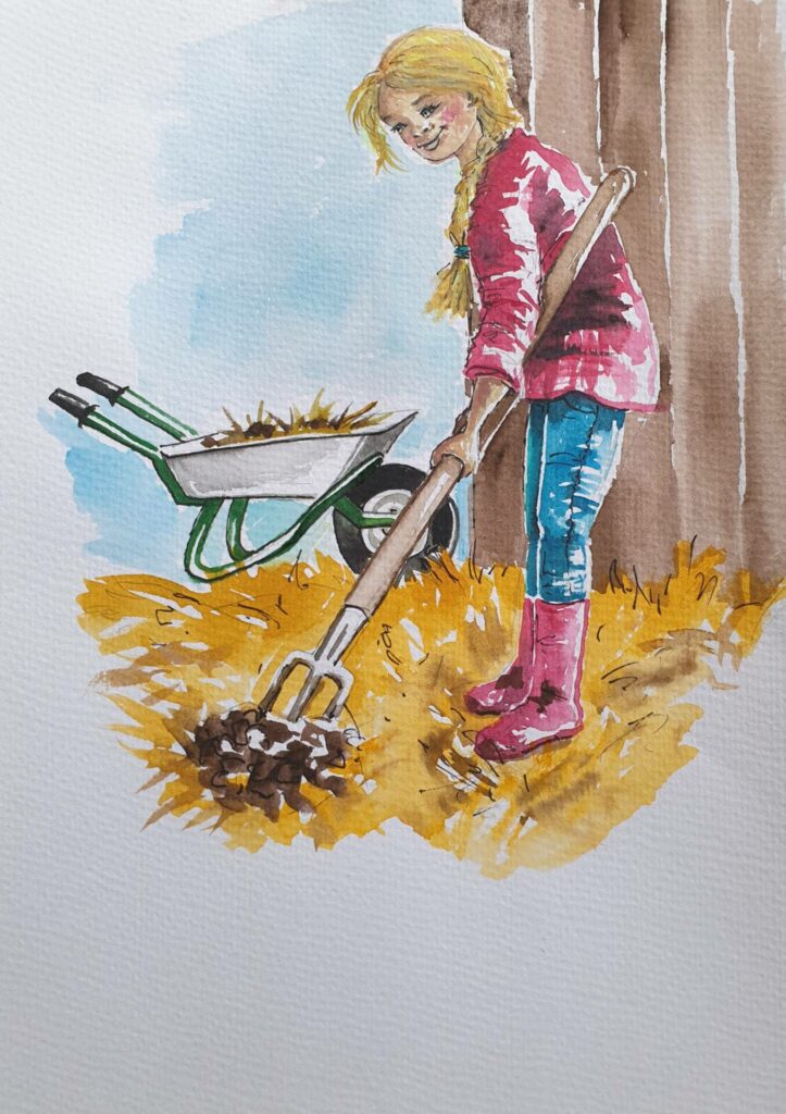 Aquarell A4rnfÃ¼r das KinderbuchrnDie Pferde fÃ¼r Katharina