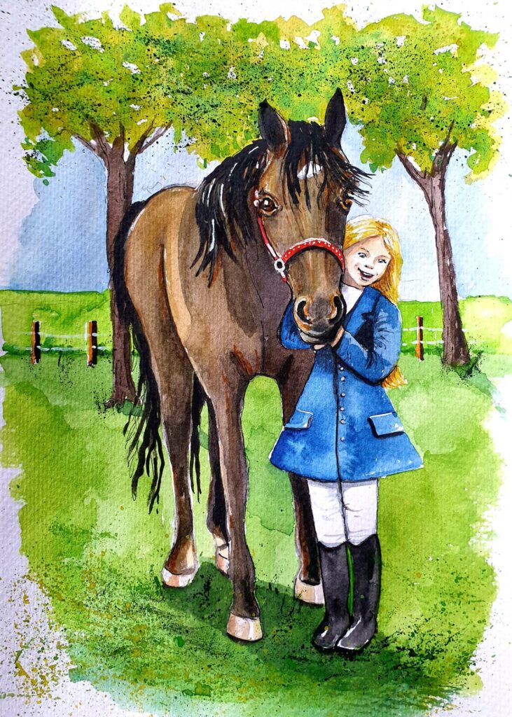 Aquarell A4rnfÃ¼r das Kinderbuch rnDie Pferde fÃ¼r Katharina