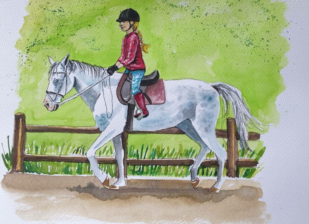 Aquarell A4rnfÃ¼r das Kinderbuch rnDie Pferde fÃ¼r Katharina